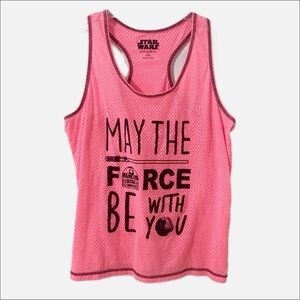 Stars Wars Lucas Films Graphic Racerback Sleeper Tank Top Polka Dot Background